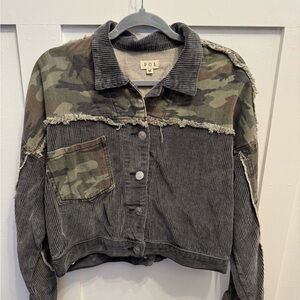 POL Women's Camouflage Corduroy Utility Jacket